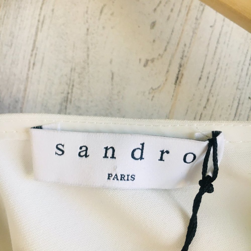 Sandro Paris Dust Box Top Blouse Ecru Off-White Woven - Picture 5 of 11